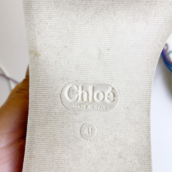 CHLOÉ Rainbow Knotted Leather Wedge Sandals - Picture 9 of 11